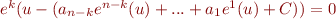 $e^k(u - (a_{n-k}e^{n-k}(u) + ... + a_1e^1(u) + C)) = 0$