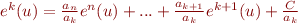 $e^k(u) = \frac{a_n}{a_k}e^n(u) + ... + \frac{a_{k+1}}{a_k}e^{k+1}(u) + \frac{C}{a_k}$